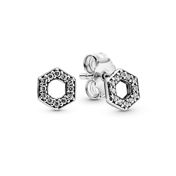 PANDORA CZ Sparkling Honeycomb Hexagon Earrings